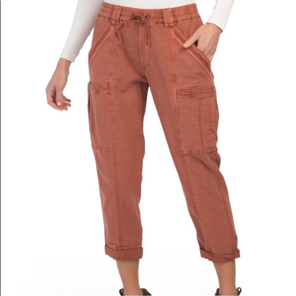 Anthropologie Orange Rust Colored Tie Front Cargo Pants - Size 29